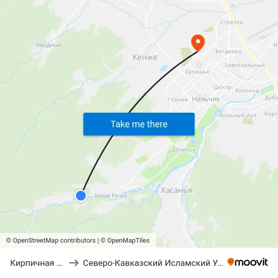 Кирпичная Улица to Северо-Кавказский Исламский Университет map