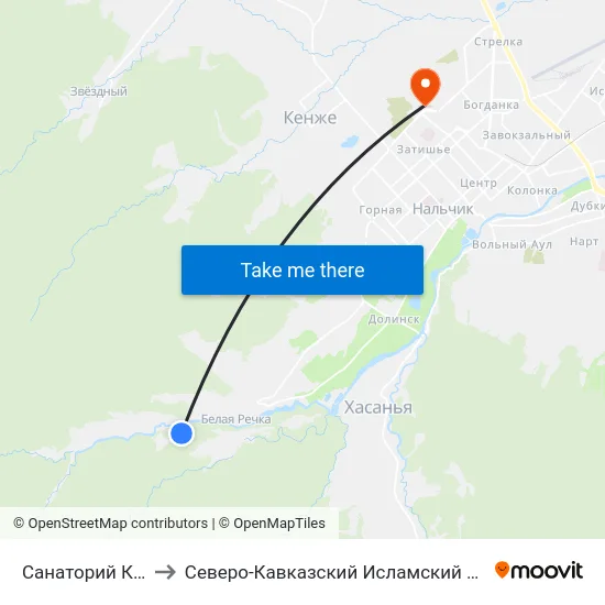 Санаторий Кавказ to Северо-Кавказский Исламский Университет map