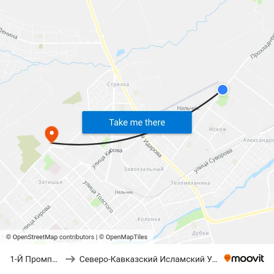 1-Й Промпроезд to Северо-Кавказский Исламский Университет map