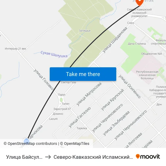 Улица Байсултанова to Северо-Кавказский Исламский Университет map