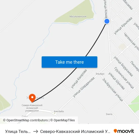Улица Тельмана to Северо-Кавказский Исламский Университет map