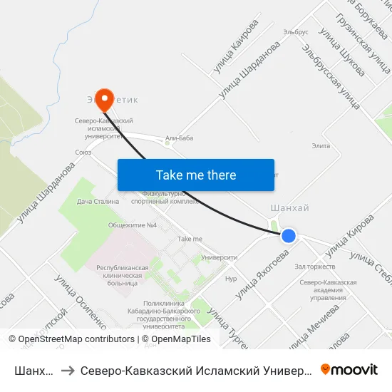 Шанхай to Северо-Кавказский Исламский Университет map