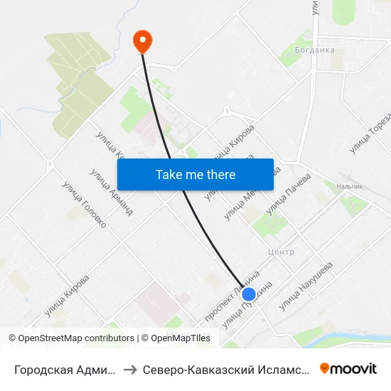 Городская Администрация to Северо-Кавказский Исламский Университет map