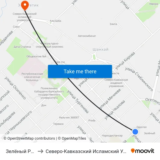 Зелёный Рынок to Северо-Кавказский Исламский Университет map
