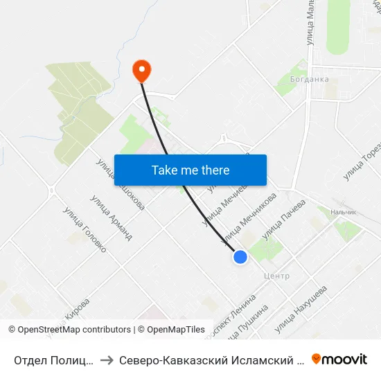 Отдел Полиции №1 to Северо-Кавказский Исламский Университет map