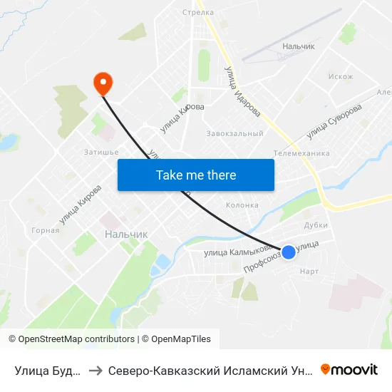 Улица Будаева to Северо-Кавказский Исламский Университет map