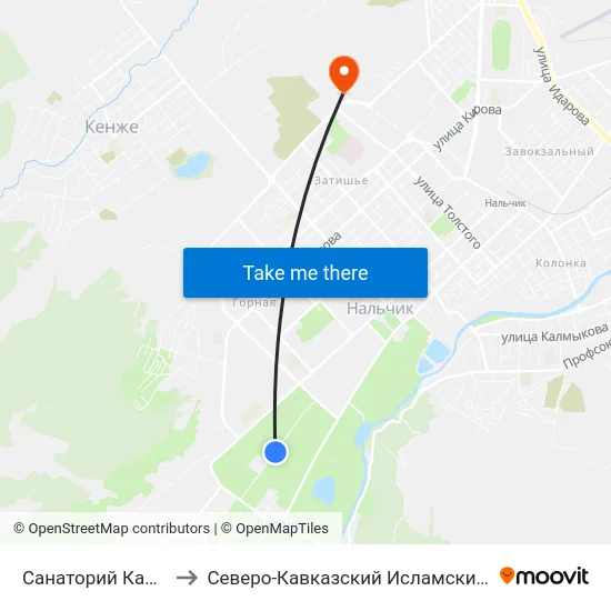 Санаторий Калмыкова to Северо-Кавказский Исламский Университет map