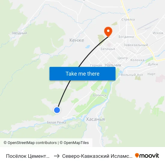 Посёлок Цементного Завода to Северо-Кавказский Исламский Университет map