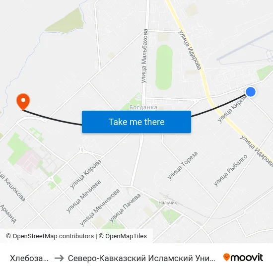 Хлебозавод to Северо-Кавказский Исламский Университет map