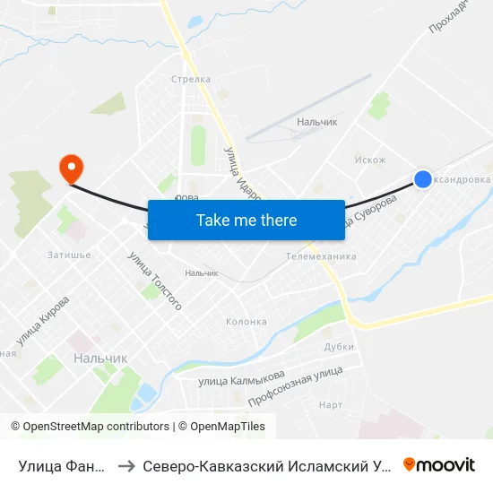 Улица Фанзиева to Северо-Кавказский Исламский Университет map