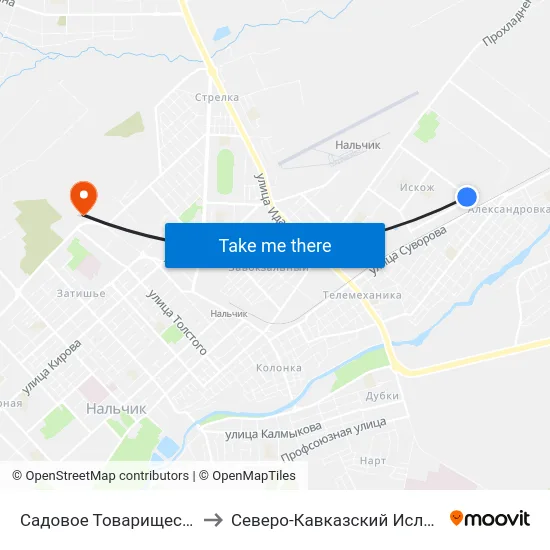 Садовое Товарищество Стройдеталь to Северо-Кавказский Исламский Университет map