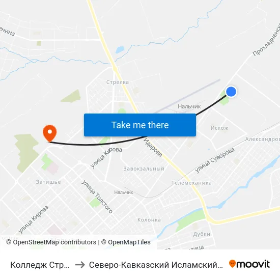 Колледж Строитель to Северо-Кавказский Исламский Университет map