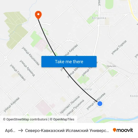 Арбат to Северо-Кавказский Исламский Университет map