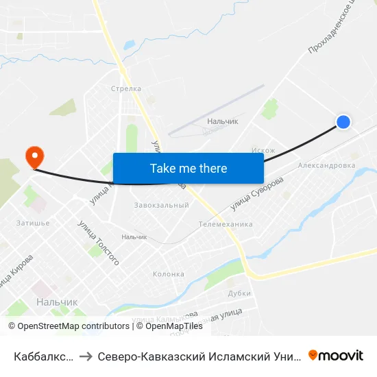 Каббалкснаб to Северо-Кавказский Исламский Университет map