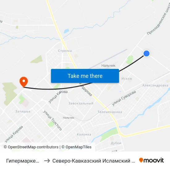 Гипермаркет Маяк to Северо-Кавказский Исламский Университет map