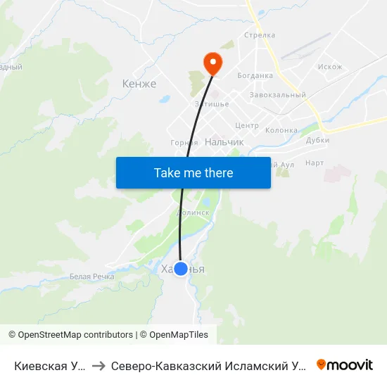 Киевская Улица to Северо-Кавказский Исламский Университет map