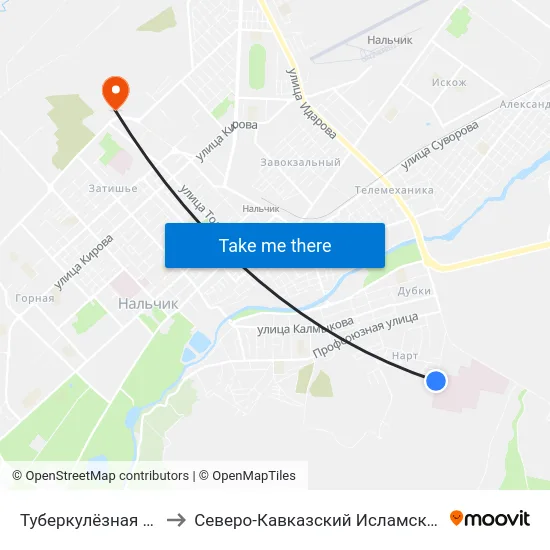 Туберкулёзная Больница to Северо-Кавказский Исламский Университет map