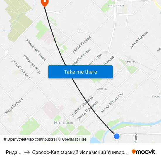 Ридада to Северо-Кавказский Исламский Университет map
