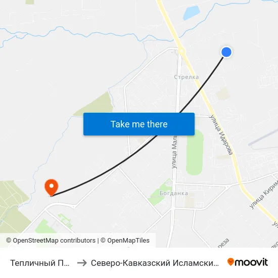Тепличный Переулок to Северо-Кавказский Исламский Университет map