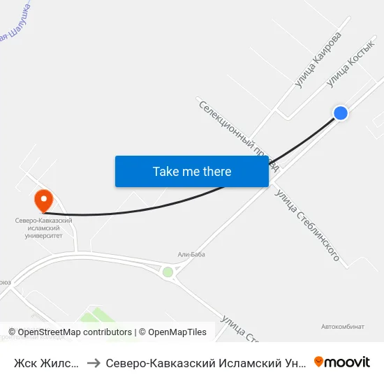 Жск Жилстрой to Северо-Кавказский Исламский Университет map