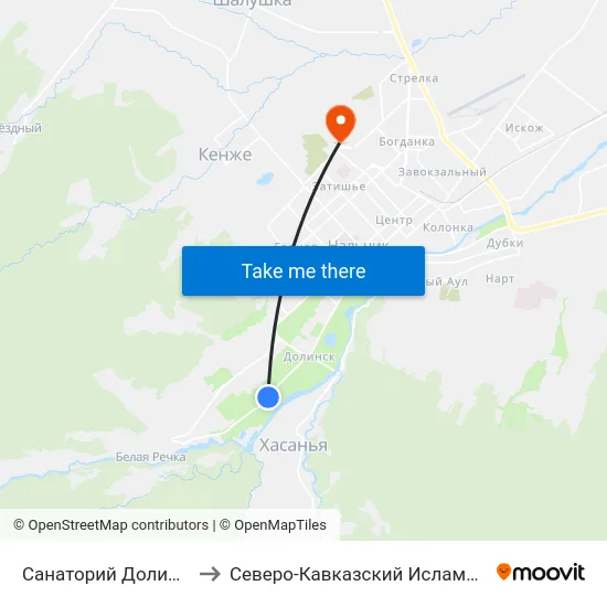 Санаторий Долина Нарзанов to Северо-Кавказский Исламский Университет map