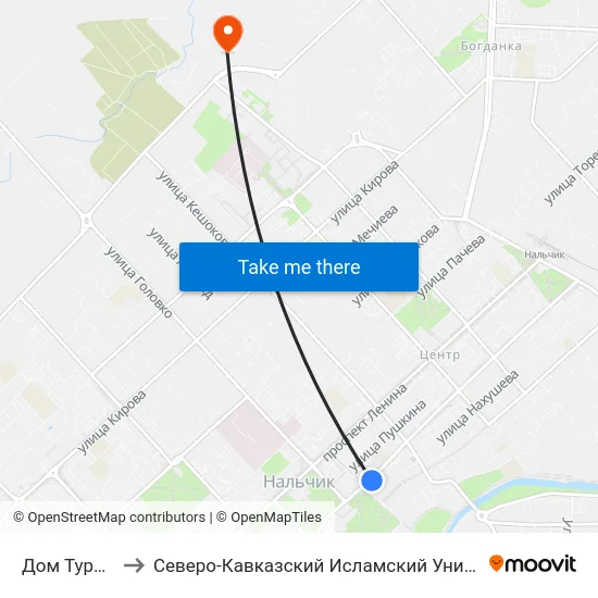 Дом Туриста to Северо-Кавказский Исламский Университет map
