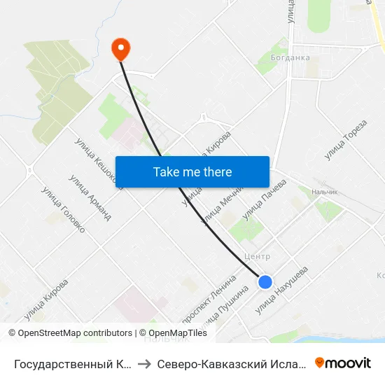 Государственный Концертный Зал to Северо-Кавказский Исламский Университет map