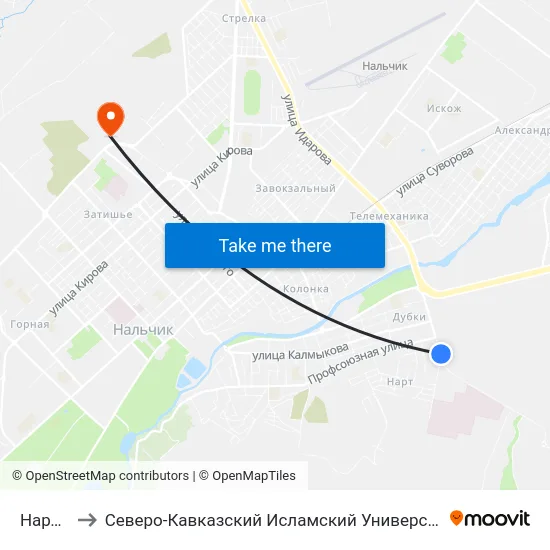 Нарт-3 to Северо-Кавказский Исламский Университет map