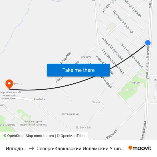 Ипподром to Северо-Кавказский Исламский Университет map