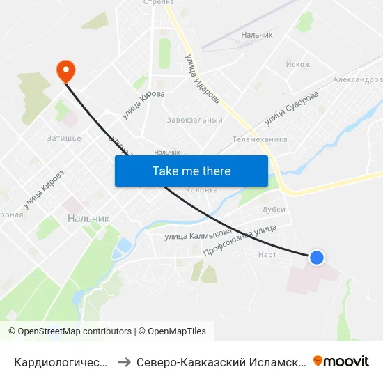 Кардиологический Центр to Северо-Кавказский Исламский Университет map