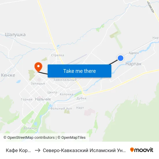 Кафе Корабль to Северо-Кавказский Исламский Университет map
