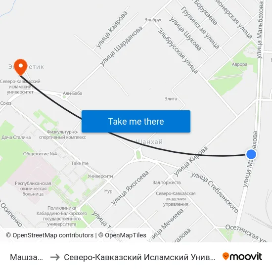 Машзавод to Северо-Кавказский Исламский Университет map