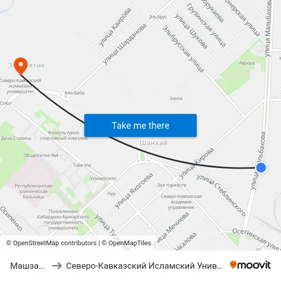 Машзавод to Северо-Кавказский Исламский Университет map