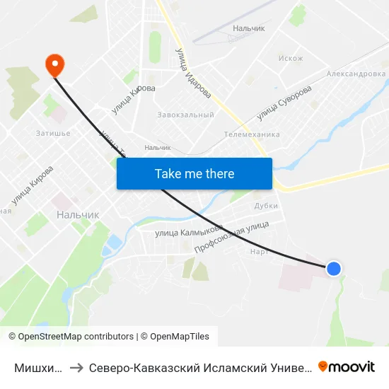 Мишхидж to Северо-Кавказский Исламский Университет map
