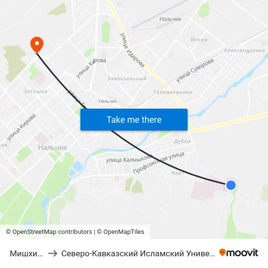 Мишхидж to Северо-Кавказский Исламский Университет map