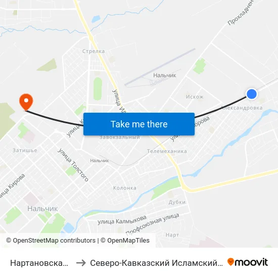 Нартановская Улица to Северо-Кавказский Исламский Университет map