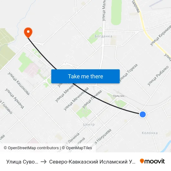 Улица Суворова to Северо-Кавказский Исламский Университет map