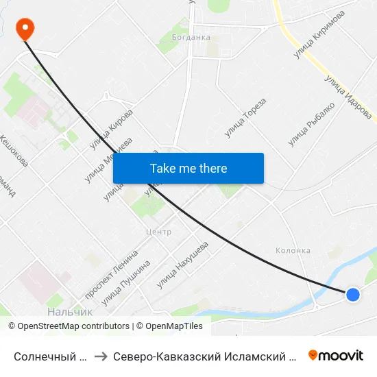 Солнечный Город to Северо-Кавказский Исламский Университет map