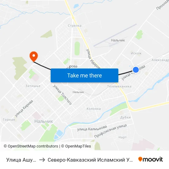 Улица Ашурова to Северо-Кавказский Исламский Университет map