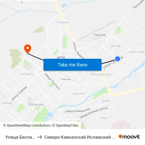 Улица Бесланеева to Северо-Кавказский Исламский Университет map