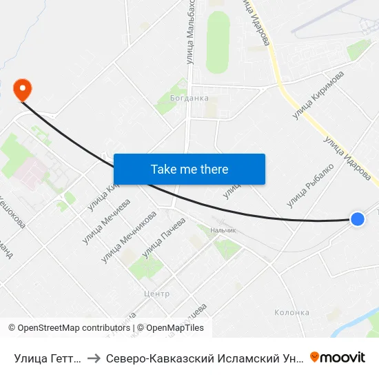 Улица Геттуева to Северо-Кавказский Исламский Университет map