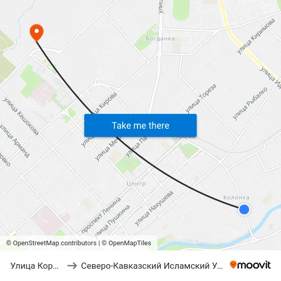 Улица Королёва to Северо-Кавказский Исламский Университет map