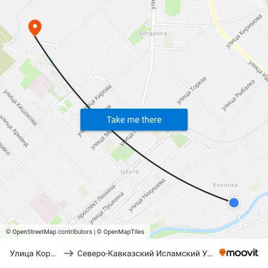 Улица Королёва to Северо-Кавказский Исламский Университет map