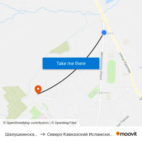 Шалушкинская Улица to Северо-Кавказский Исламский Университет map