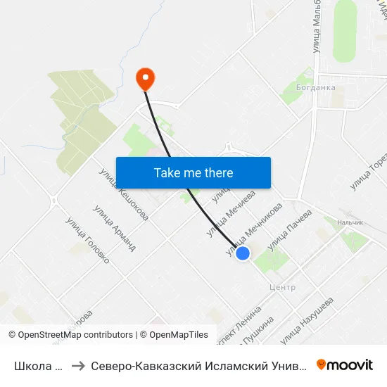 Школа №5 to Северо-Кавказский Исламский Университет map