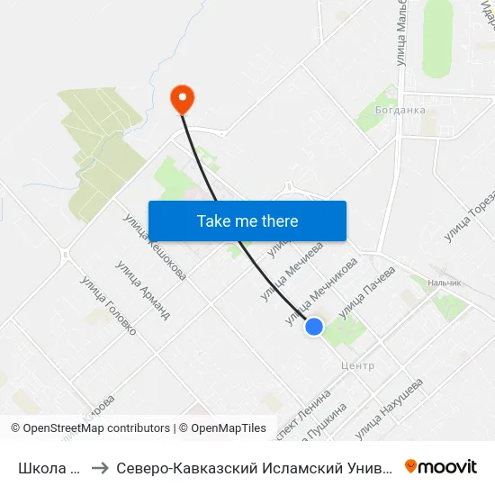 Школа №5 to Северо-Кавказский Исламский Университет map