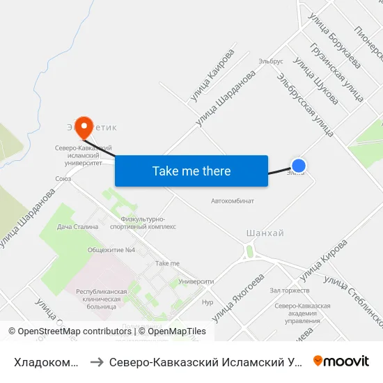 Хладокомбинат to Северо-Кавказский Исламский Университет map