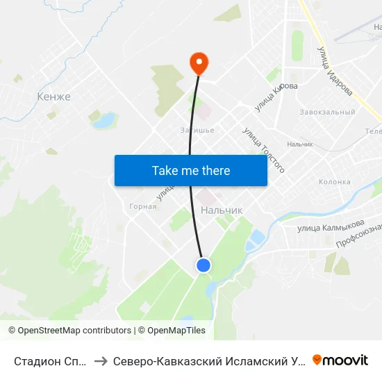 Стадион Спартак to Северо-Кавказский Исламский Университет map
