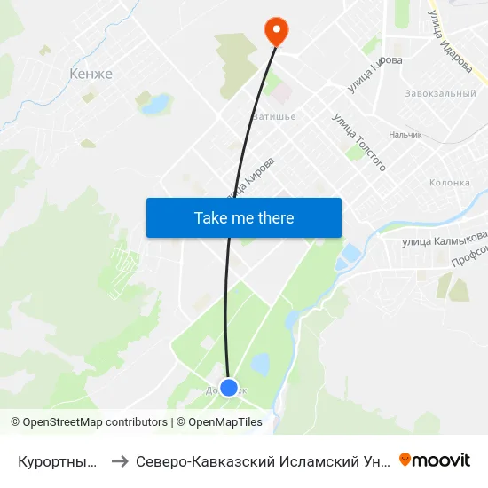 Курортный Зал to Северо-Кавказский Исламский Университет map