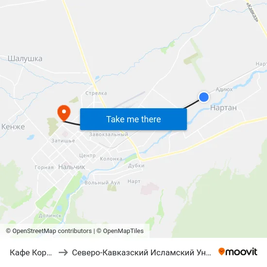 Кафе Корабль to Северо-Кавказский Исламский Университет map